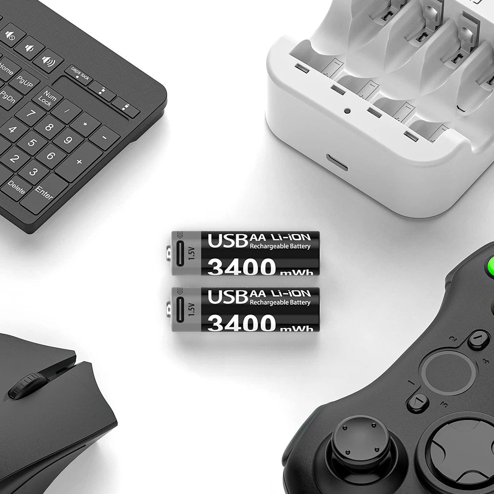 MATOV USB Rechargeable Li-ion AA 3400mWh & AAA 1100mWh 1.5V Batteries Pack