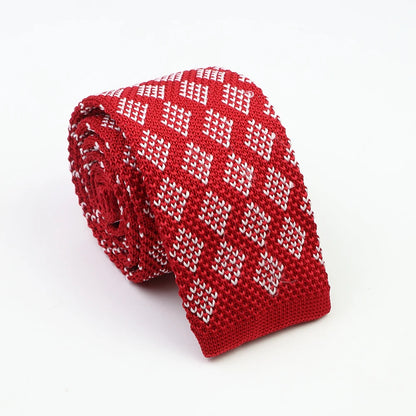Classic Knit Neck Tie for Men — 6cm Plaid & Dots Casual Business Wedding Tie