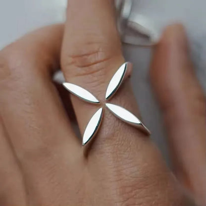 VENTFILLE 925 Sterling Silver Adjustable Ring – Vintage Hollow Line Punk Hip Hop Couple Jewelry