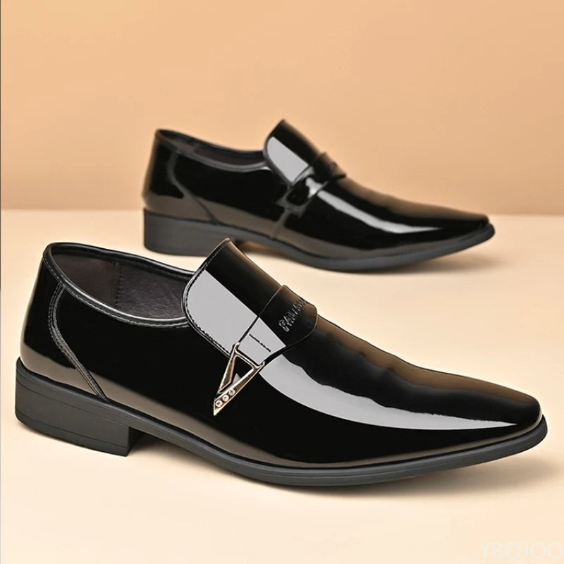 Men’s Pointed Toe Formal Shoes - Comfortable Low-Cut Office Wedding and Daily Dress Shoes for Large Sizes
