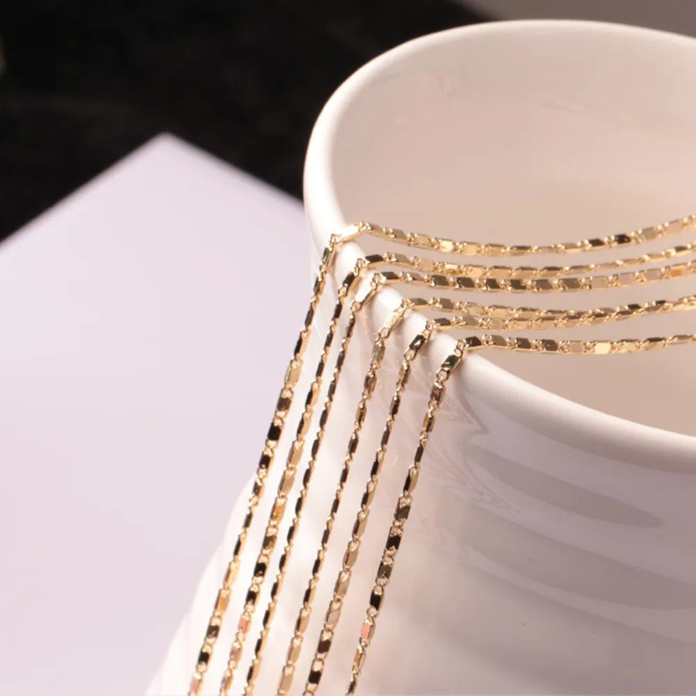 18K Gold Color Flat Chain Necklace for Men & Women – 2mm Charm, 40-75cm Luxury Jewelry for Party & Wedding
