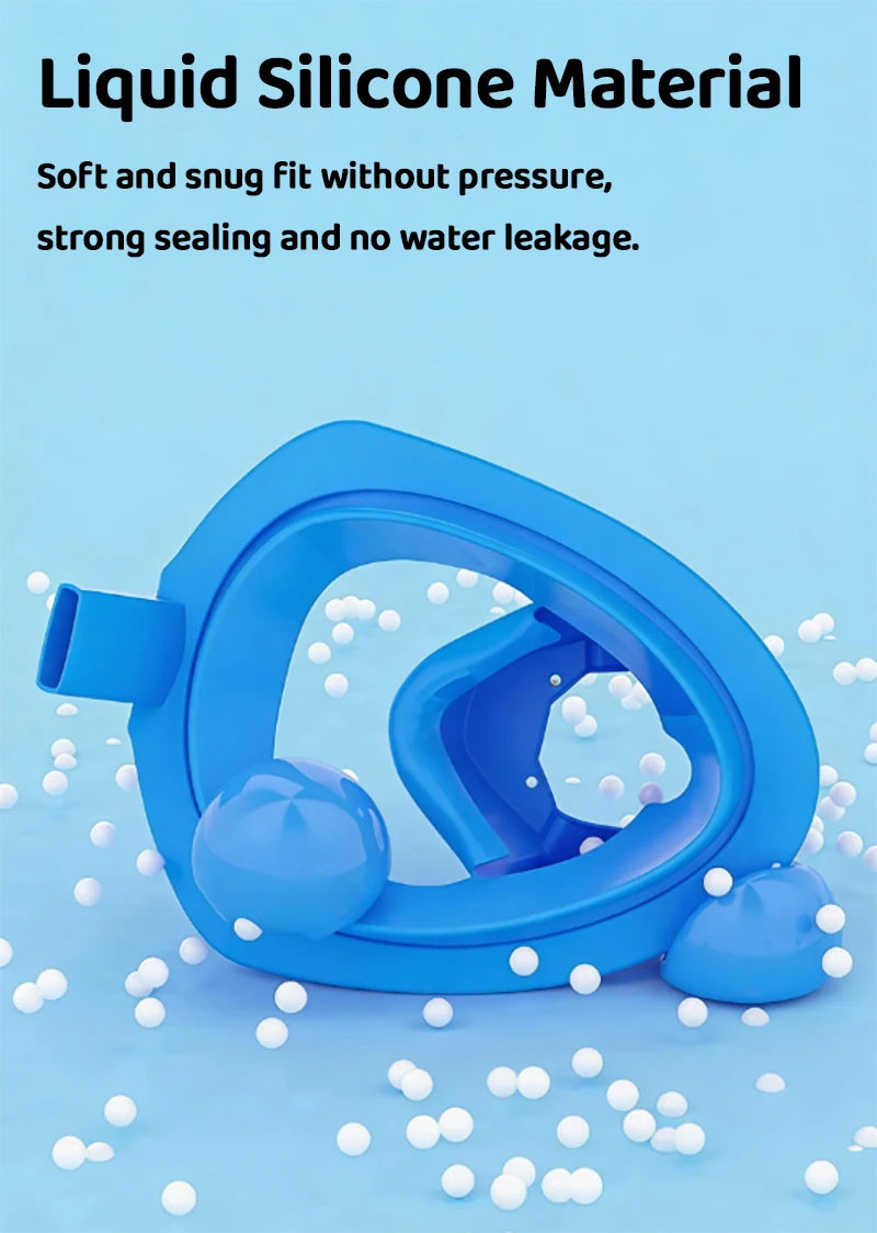 Full Face Snorkel Mask - 180° Panoramic Anti-Fog Dry-Top Leak-Resistant Diving Gear for Adults