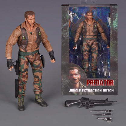 2026 NECA Predator Jungle Extraction Dutch Action Figure – Arnold Schwarzenegger Collectible Statue Model Desktop Decoration Toy Gift