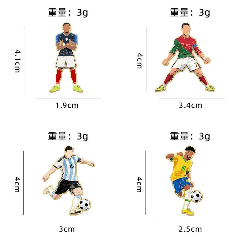 Football Enamel Pin Set - 1-4 Piece Soccer Star Athlete Lapel Badges for Backpacks & Fans