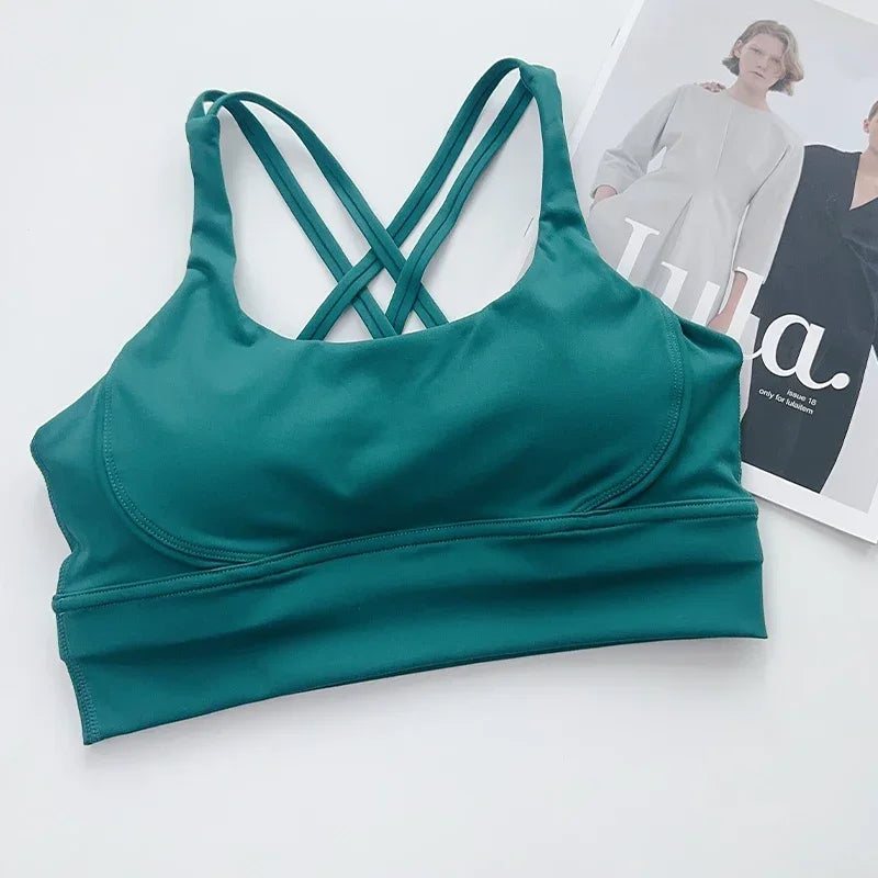 Women’s Sexy Crossback Yoga Sports Bra — Breathable, Quick-Dry, Shockproof Fitness & Running Bra