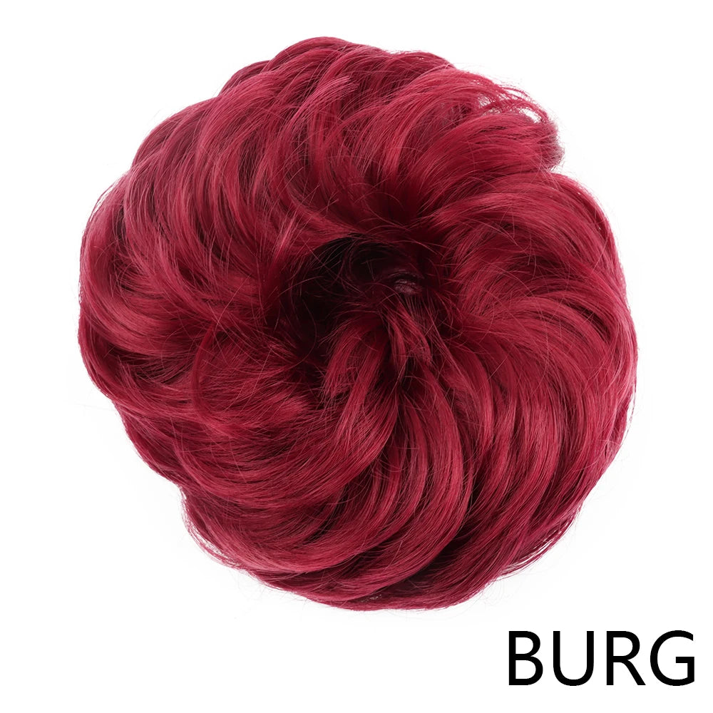 Synthetic Wavy Hair Bun Wig – Elastic Rubber Scrunchie Curly Ponytail Hair Extension for Ladies