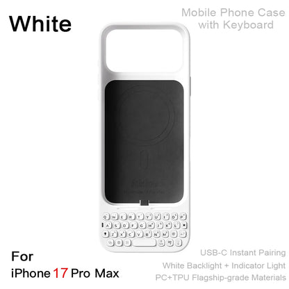 Magnetic Phone Case with Keyboard - All-in-One Wired External Keyboard Case for iPhone 16 Pro Max & 17 Pro Max