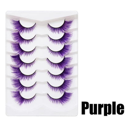Colorful Halloween False Eyelashes – Blue, Red & Pink Cosplay Fake Lash Extensions for Makeup Looks