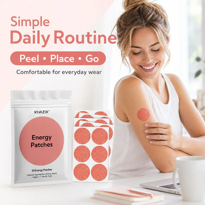 Energy Patches - 30-Piece Vegan-Friendly Daily Energy Support Stickers for Work, Travel & Sports