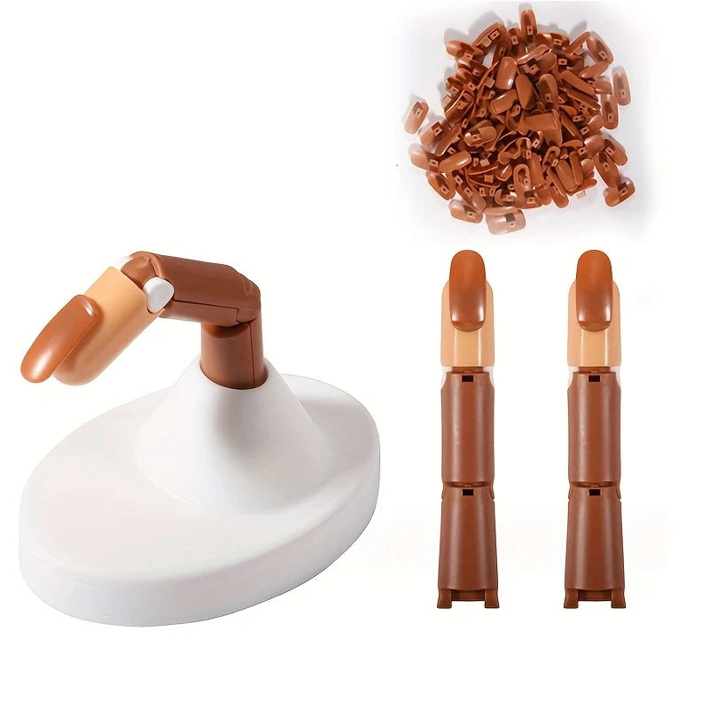 Detachable Mechanical Practice Hand – Acrylic & Silicone Nail Tips, Moving Finger Strap Base for Beginners