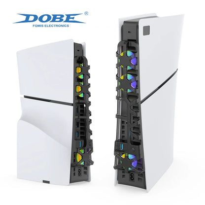 DOBE Cooling Fan for PS5 Slim – Disc & Digital Edition with RGB Lighting and USB 3.0 Port TP5-3538S