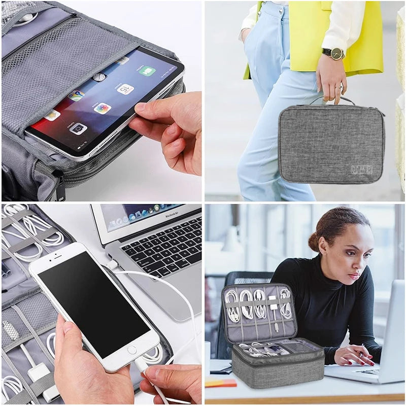 Portable Waterproof Travel Cable Storage Bag – Digital Organizer for USB Cables, Chargers & Plugs