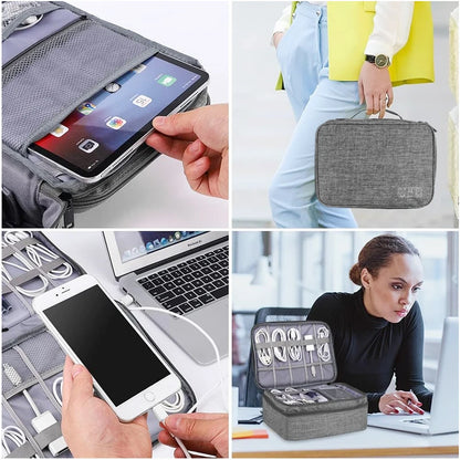 Portable Waterproof Travel Cable Storage Bag – Digital Organizer for USB Cables, Chargers & Plugs