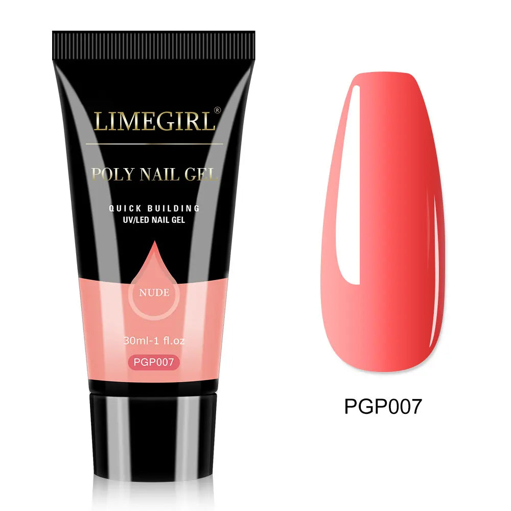 LIMEGIRL 30ml Nail Extension Gel – Glitter Soak-Off Acrylic UV Poly Gel for Quick Nail Build & Manicure