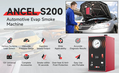 ANCEL S200 EVAP Smoke Leak Detector — Car & Motorcycle Diagnostic Smoke Machine for Vacuum, Oil & Fuel Pipe Leak Detection