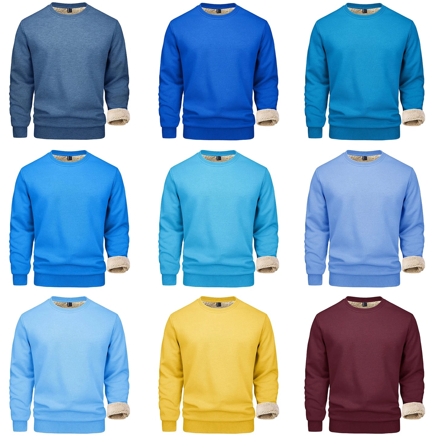 TACVASEN Men’s Winter Fleece Sweatshirt – Thicken Sherpa-Lined Crewneck Pullover, Warm Heavy Winter Top, No Hood