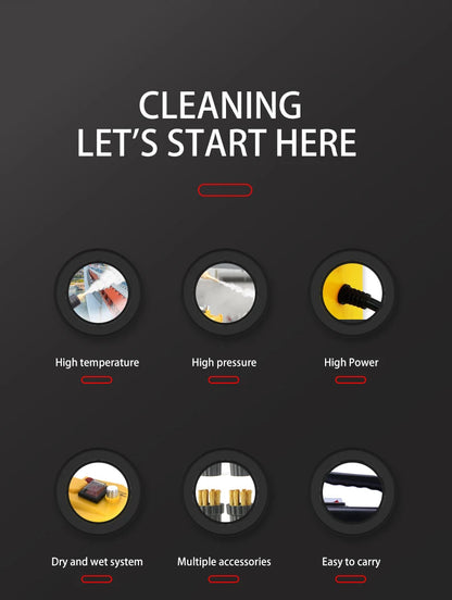 High-Temperature Steam Cleaner for Home Appliances – Sterilization, Kitchen Hood & Car Cleaner, US/EU Plug