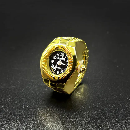 Kiss Jewelry Digital Quartz Finger Watch Ring – Mini Elastic Punk Style Clock Ring for Women, Men & Couple Teens Accessory