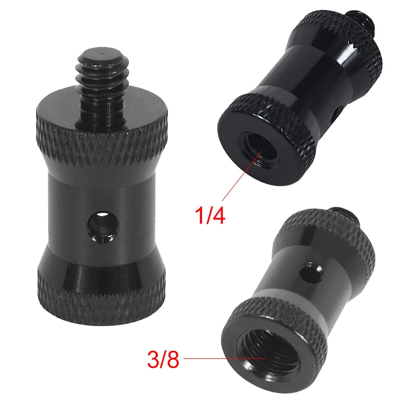 Reinforced Camera Screw Adapter - 1/4 to 3/8 Inch Male Female Thread Converter for Tripod Monopod Ball Head Light Bike Mount