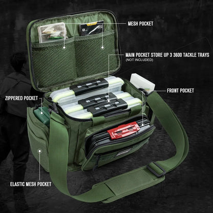 Goture Fishing Tackle Shoulder Bag – 38x23x19cm High Capacity 600D Oxford Cloth Outdoor Cycling & Camping Backpack