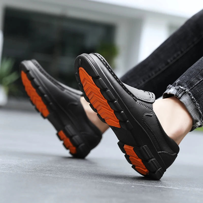 Chef Shoes for Men – Anti-Slip, Oil-Resistant Leather Work Shoes, Plus Size Business Casual with Soft Sole & Comfort