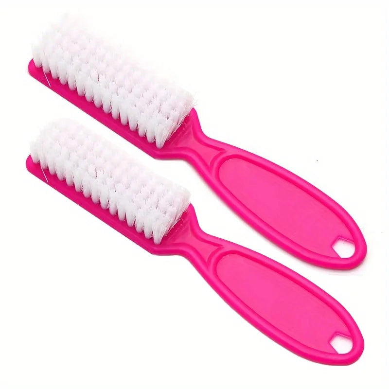 2PCS Nail Brush Set - Soft Plastic Long Handle Cleaning Brushes for Nail Art, Manicure & Dust Removal Care