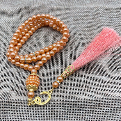 6mm 99pcs Glass Pearl Rosary Beads Bracelet – Turkish Style Islamic Muslim Prayer Tassel Jewelry for Women Gift Accessories