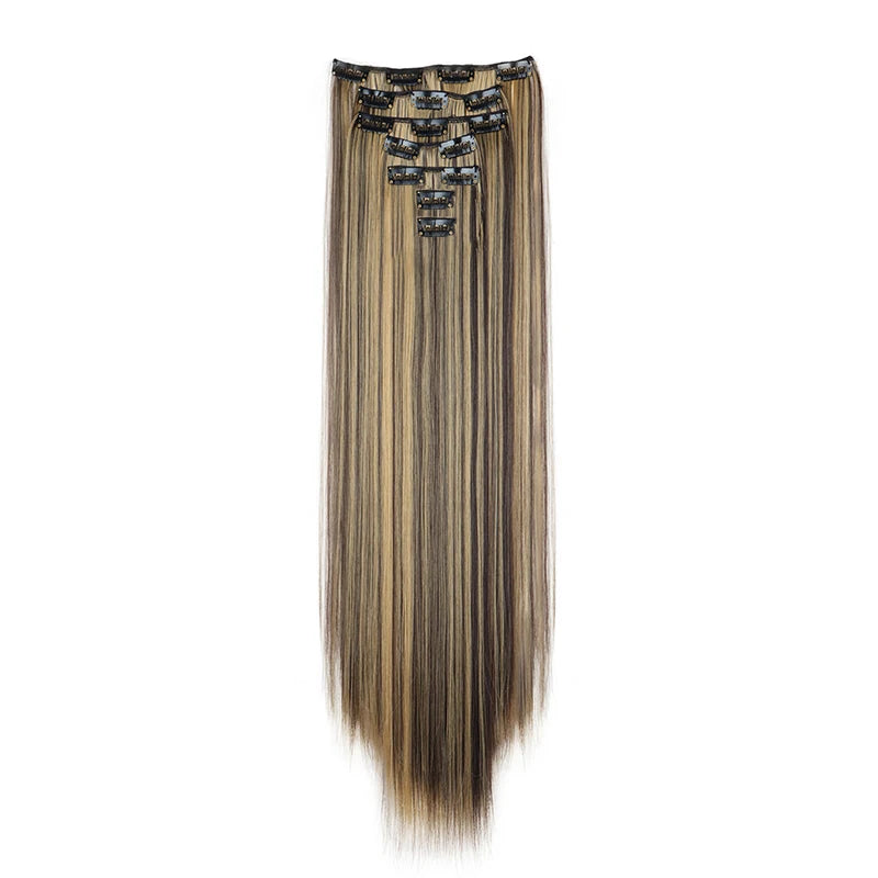 WIGSIN 24-Inch Straight Hair Extensions - 7-Piece Clip-In Synthetic Hair Set for Women
