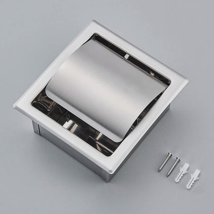 Onyzpily Bathroom Toilet Paper Holder | Chrome Finish Stainless Steel Tissue Box Holder, Wall Mounted, Black & Chrome
