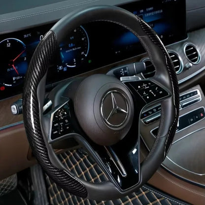 Carbon Fiber Silicone Steering Wheel Cover - Non-Slip Microfiber Leather Universal Car Wheel Protector 2/3PCS