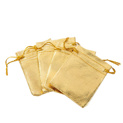 50pcs Gold Drawstring Bags – Jewelry, Candy, and Gift Pouches for Small Business Packaging