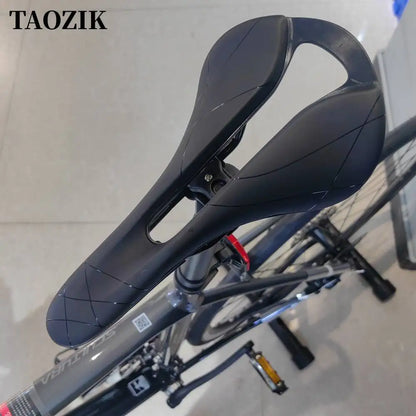 Breathable Hollow Bicycle Saddle - Soft PU Leather Comfort Seat for MTB Mountain & Road Bikes