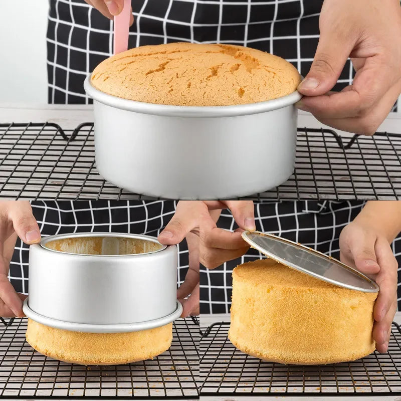 Tiered Round Cake Pan Set with Removable Bottom - 4/6/8/10/12 Inch Non-Stick Aluminum Alloy Baking Molds, Kitchen Tools