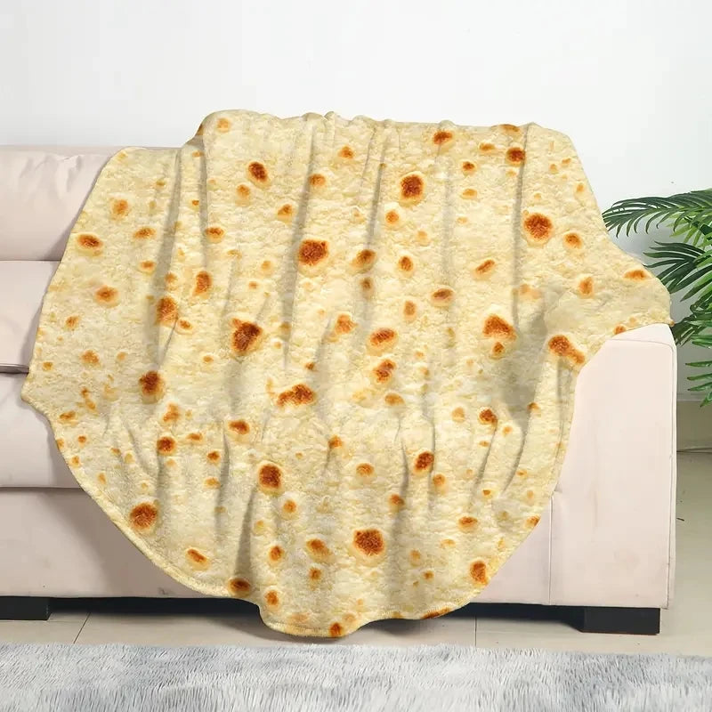Mexican Tortilla Print Flannel Blanket - Soft Warm Cozy Throw for Sofa Couch Bed Office Camping & Travel