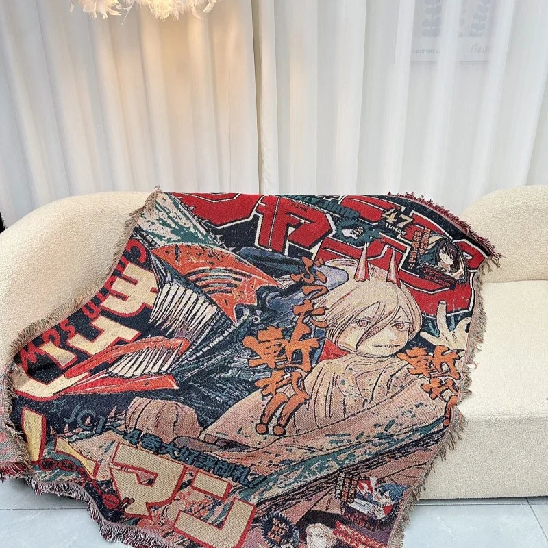 Anime Dragon Ball & One Piece Cotton Blanket – Decorative Sofa & Bed Throw