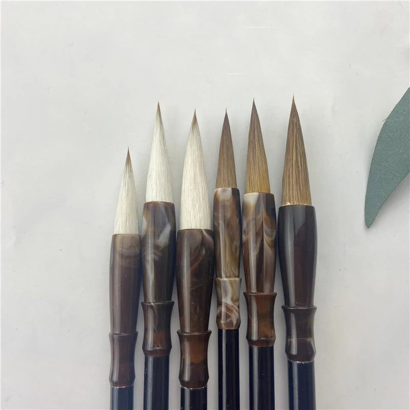 6PCS Chinese Calligraphy Brush Pen Set – Wool & Weasel Hair Brushes for Painting & Script Writing
