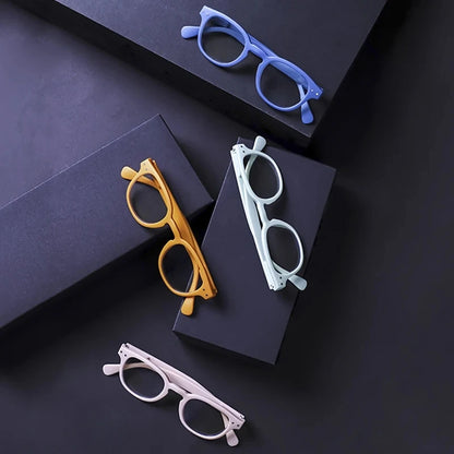 May Flower Fashion Reading Glasses for Women & Men – Round Shape with Spring Hinge, Diopter +4.00