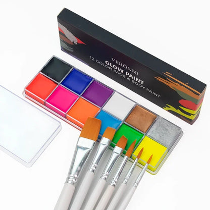20-Color Face & Body Paint Set - Non-Toxic Kids Makeup with Brush for Halloween & Cosplay