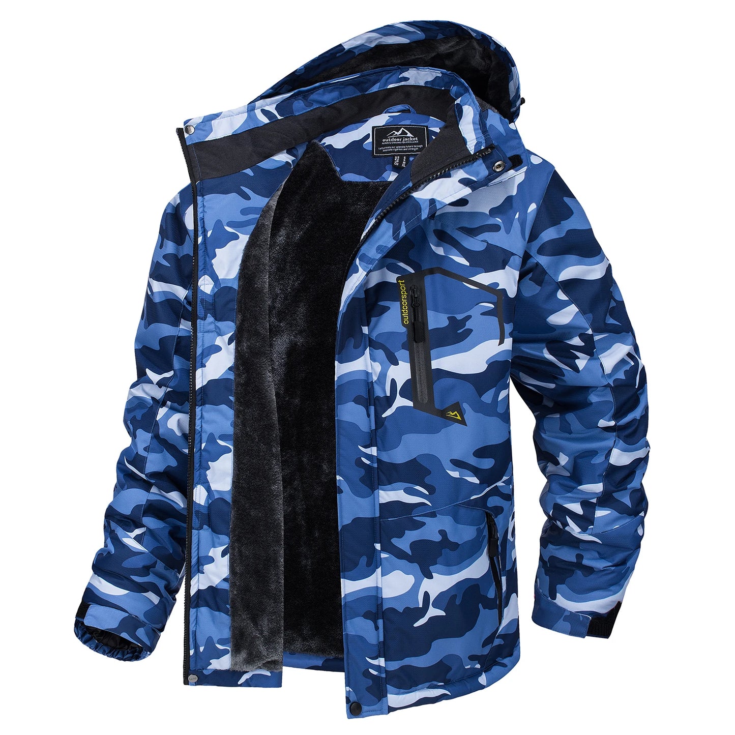 Men’s Fleece Lined Mountain Jacket - Removable Hooded Winter Ski, Snowboard and Hiking Parka Coat