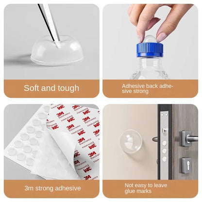 Silicone Door Handle Anti-Collision Pads - Refrigerator Door Stopper, Wall Protector & Noise-Reducing Buffer Stickers (3329/3441)