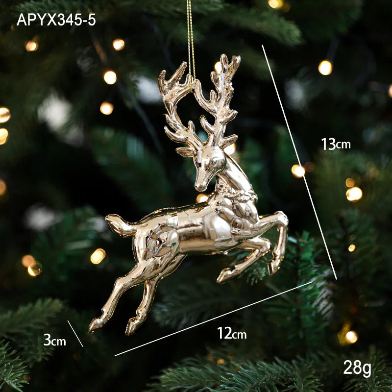 Christmas Tree Ornaments – Gold Plastic Balls with Butterfly, Dragonfly, Angel & Snowflake Decorations
