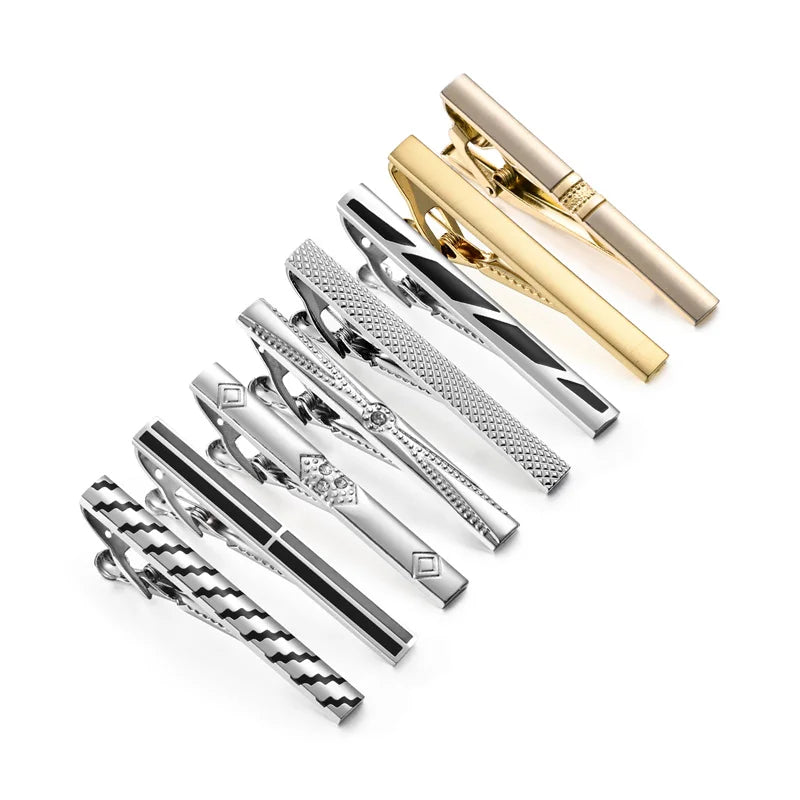 Men's Tie Clip & Cufflink Set - 7/8/10 Piece Luxury Gift Box Jewelry for Weddings & Formal Wear
