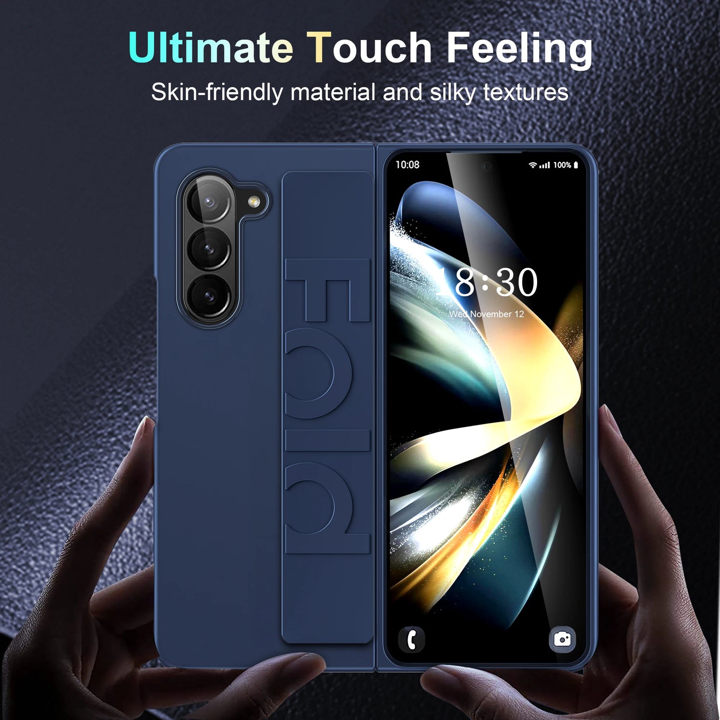 Matte Hard PC Silicone Wrist Strap Case for Samsung Galaxy Z Fold 3-7 – Elastic Armor Cover with Grip & Wristband