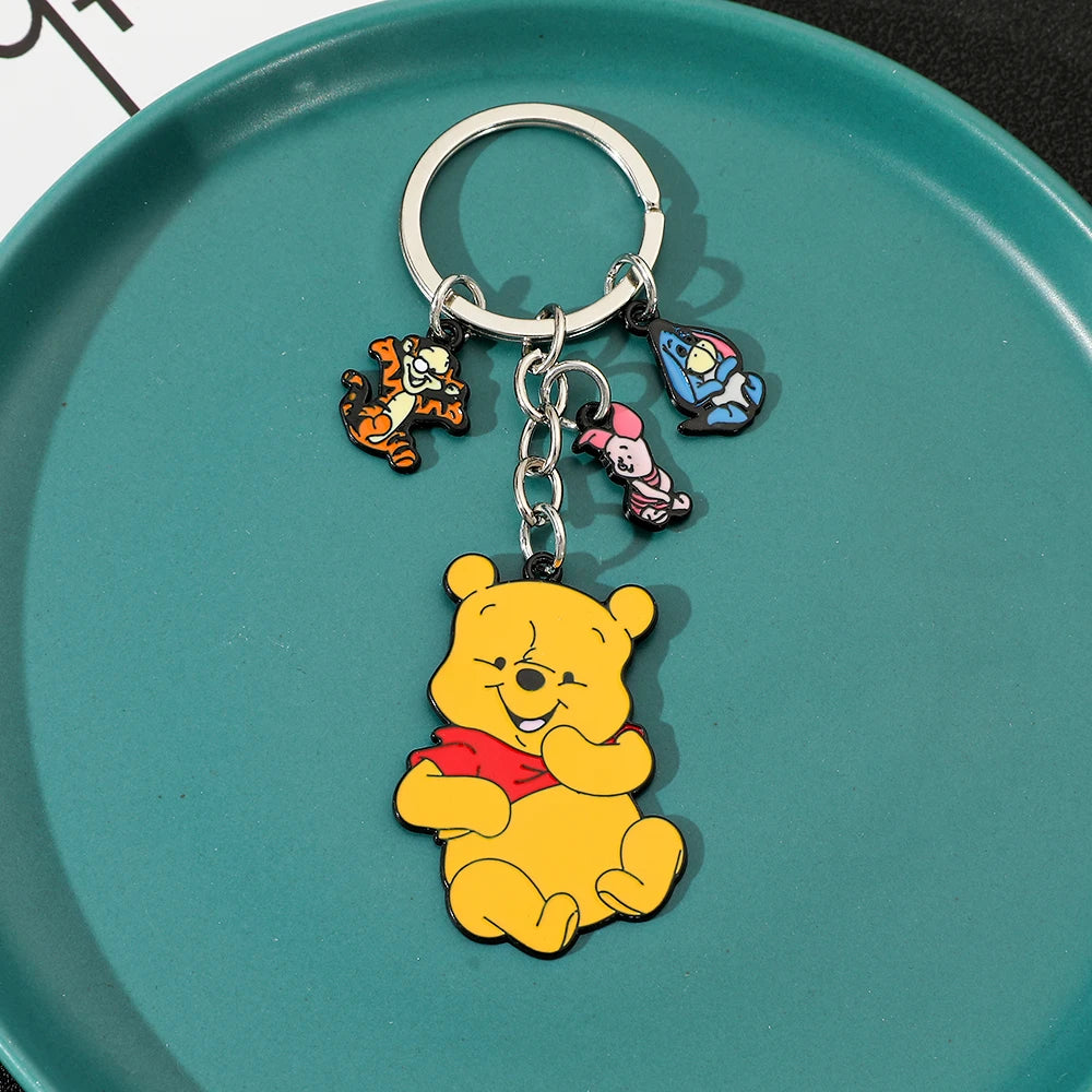 Winnie The Pooh Cartoon Keychain - Cute Anime Bear Key Ring, Birthday Gift Accessory for Friends