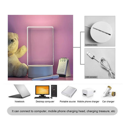 Transparent Luminous LED Night Light - USB-Powered Acrylic Light with Erasable Message Board and Calendar, Desktop Ornament
