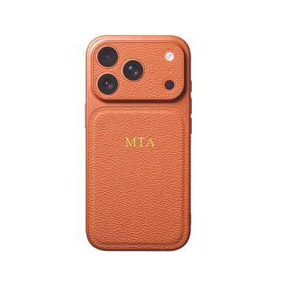 Personalized Initial Leather iPhone Case - Luxury Gold & Silver Monogram Cover with Lens Protection for iPhone 13–17 Series