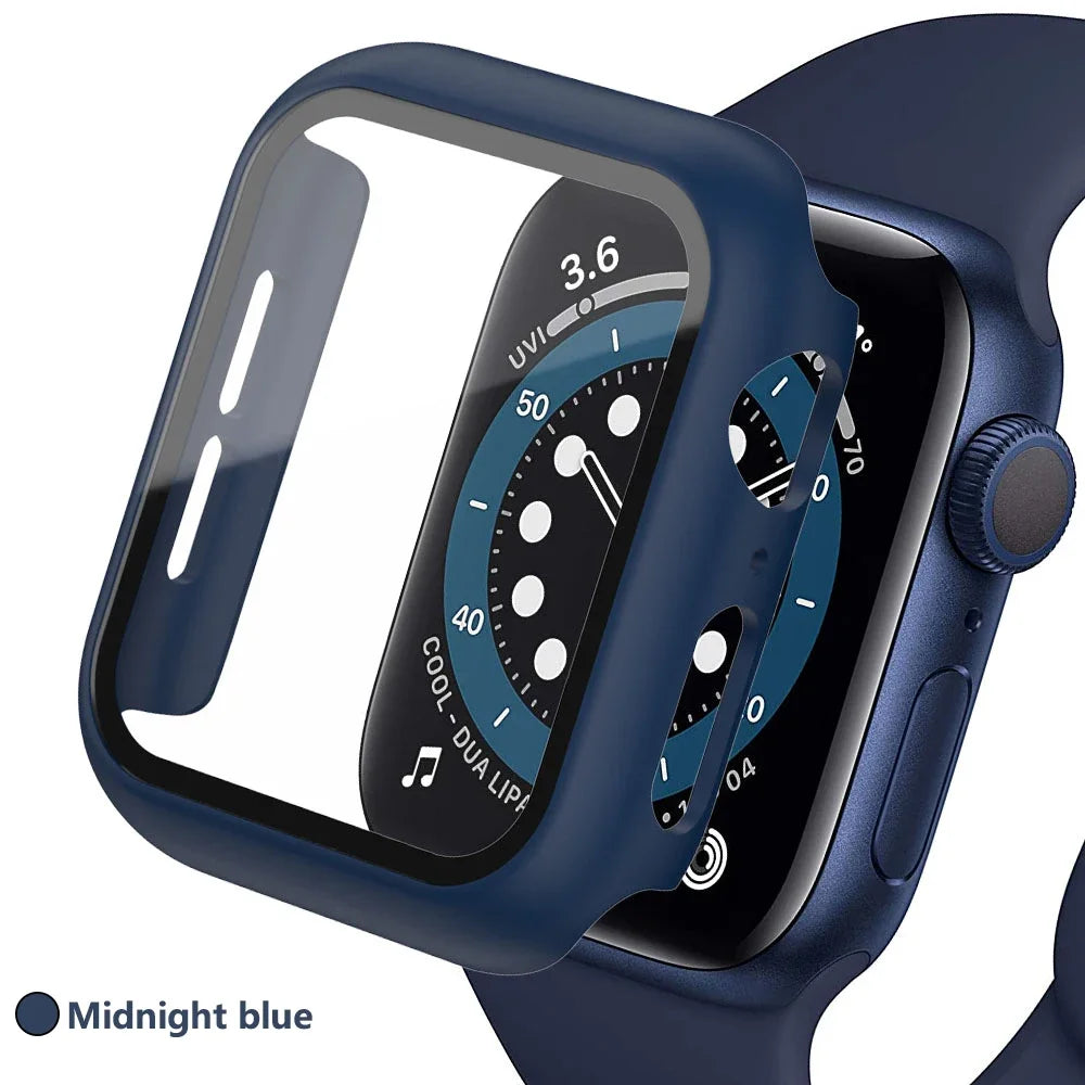 Tempered Glass Screen Protector Case for Apple Watch - Series 8 7 6 SE 5 4 3 Protective Cover Accessories 41mm 40mm 44mm 45mm 42mm