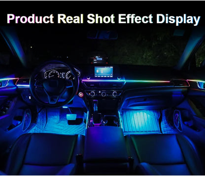10/14/18-in-1 LED Car Ambient Lights – 213 64 Color RGB Bluetooth Rainbow Acrylic Strips, Atmosphere Lamp Kit 12V
