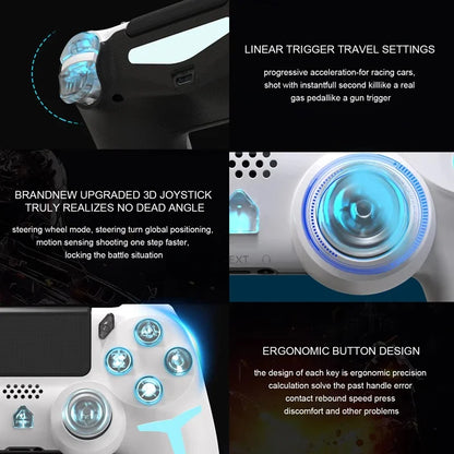 LED Bluetooth Wireless Gamepad – 6-Axis Gyroscope Dual Vibration RGB Controller for PS4, PS3 & PC