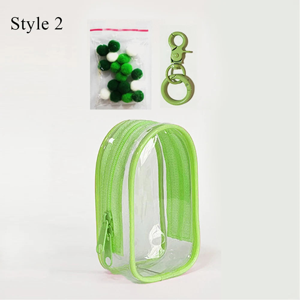 Transparent Jewelry Organizer Box – Plastic Storage Pouch with Keychain, Dustproof Case, Cute Doll Bag for Accessories